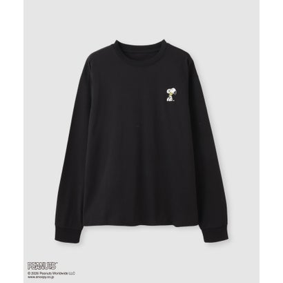 PEANUTS SNOOPY キャラクター刺しゅうバックプリント長袖Tシャツ （ブラック）｜詳細画像