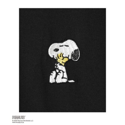 PEANUTS SNOOPY キャラクター刺しゅうバックプリント長袖Tシャツ （ブラック）｜詳細画像