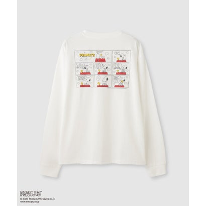PEANUTS SNOOPY キャラクター刺しゅうバックプリント長袖Tシャツ （オフホワイト）｜詳細画像