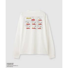 PEANUTS SNOOPY キャラクター刺しゅうバックプリント長袖Tシャツ （オフホワイト）