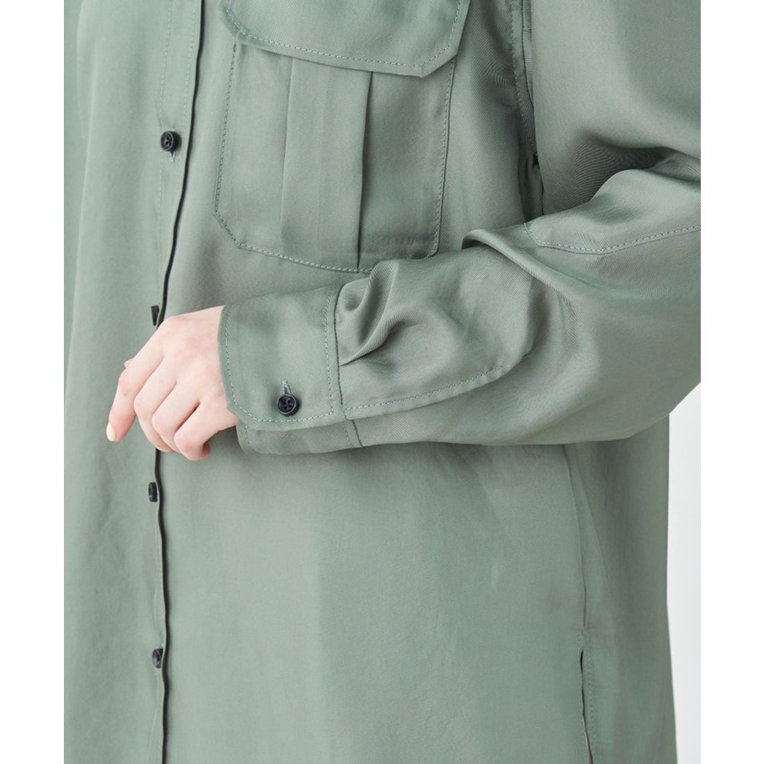マカフィー MACPHEE ワッシャーサテン アーミーシャツ （57 カーキ 