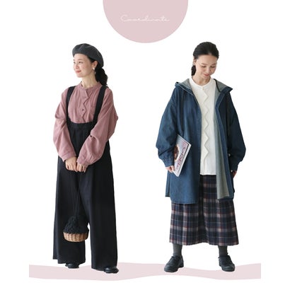 サンポクシェル sanpo kuschel 【連なるダイヤシャツ】ノーカラーシャツトップス （あずき）｜詳細画像