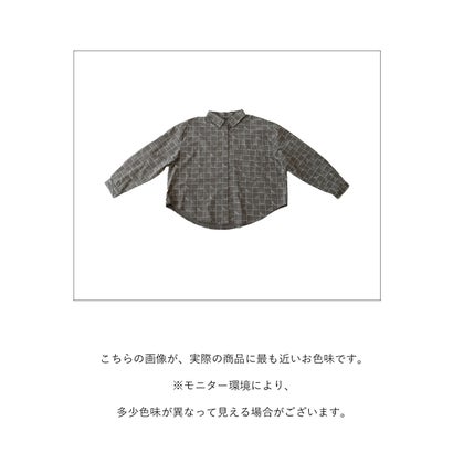 格子からチラリのぞく猫ちゃん シャツ （グレー）｜詳細画像