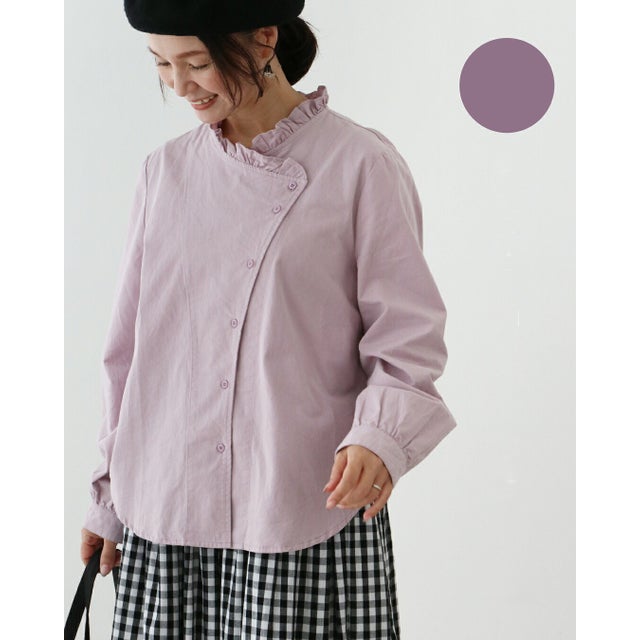 すっきり見えお洒落服ブラウス （ラベンダー）