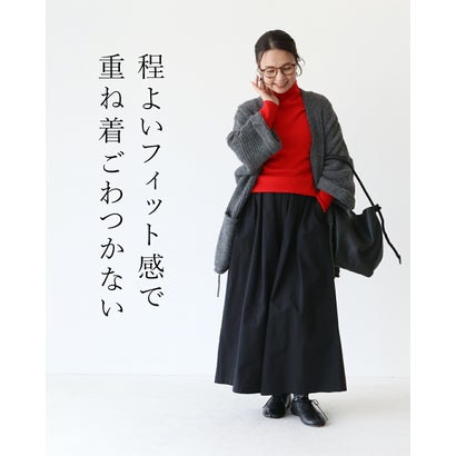 気になる首元隠してあったかインナーニットトップス （レッド）｜詳細画像