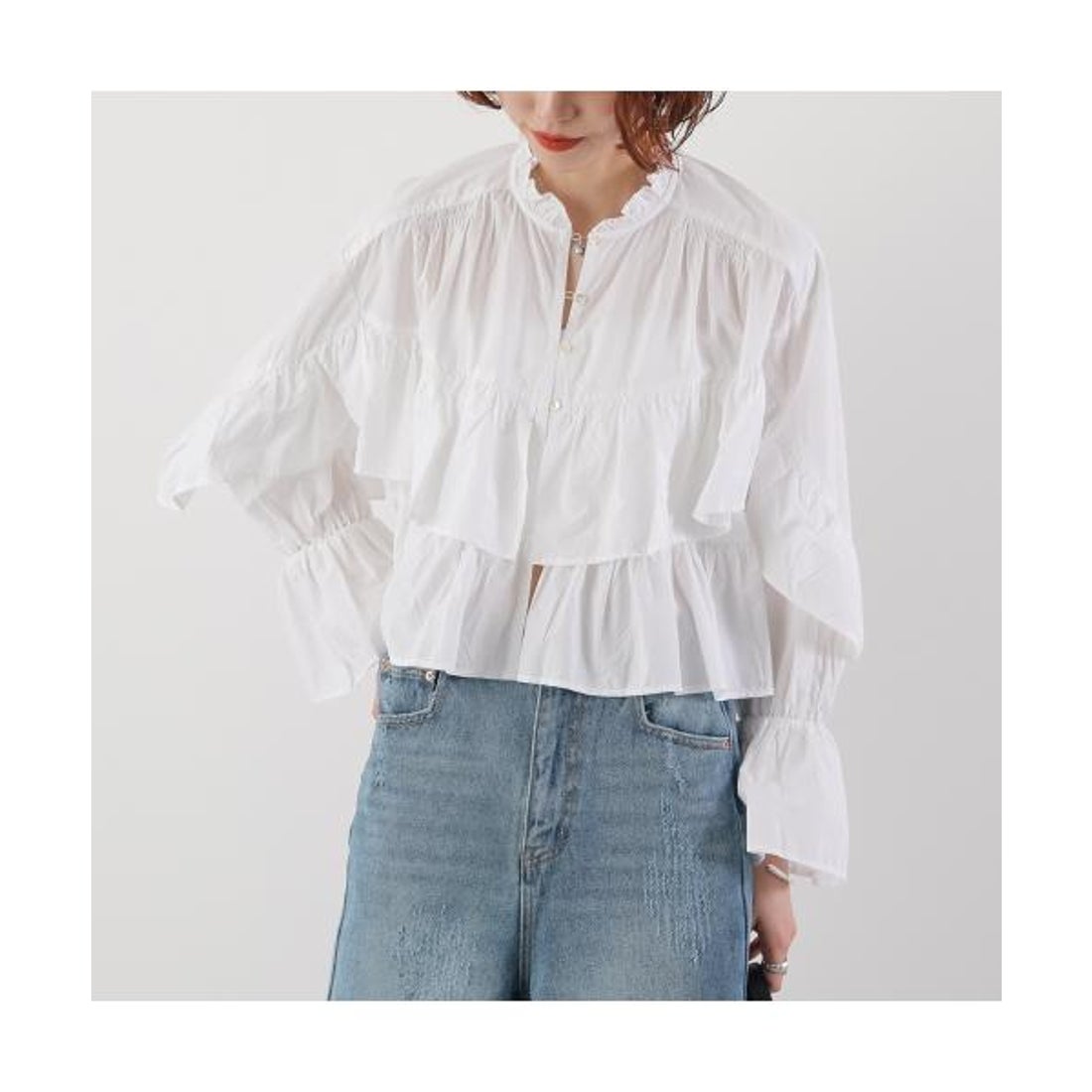 サラ マリカ SARA MALLIKAブラウス Cotton Volume Frill Blouse