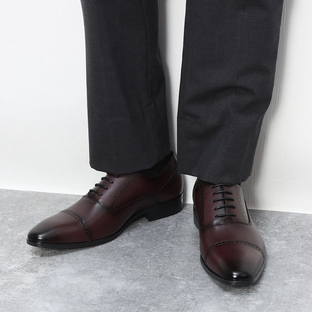 
                    メンズ ビジネスシューズ ストレートチップ 紳士靴 軽量 防滑 抗菌仕様 3810 （ワイン）