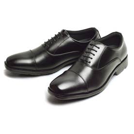 ビジネスシューズ メンズ 紳士靴 革靴 防水 走れる ビジネス 多機能 軽量 幅広 4EEEE 内羽根 プレーントゥ （ブラック）