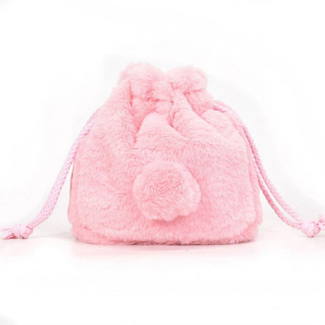 巾着型のふわもこスタイルが可愛らしいバッグ （ピンク）