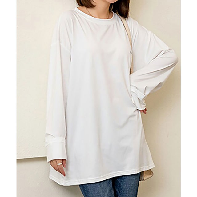 ラフ感が可愛い長袖Tシャツ （ホワイト）