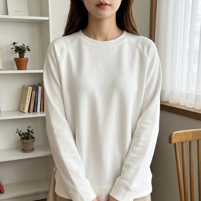 リラックス感のあるシルエットが魅力の、フリース調トップス レディース 長袖 フリース調 ルームウェア 部屋着 ゆったり リラックス 柔らかい クルーネック ワンマイルウェア カジュアル 秋 冬 （ブラウン）｜詳細画像