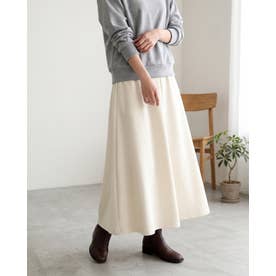 美しいシルエットと暖かさを両立した、裏起毛ロングフレアスカート ロングスカート レディース Aライン 裏ボア 裏起毛 あったか 防寒 ロング丈 マキシ丈 体型カバー きれいめ カジュアル 暖かい （クリーム）