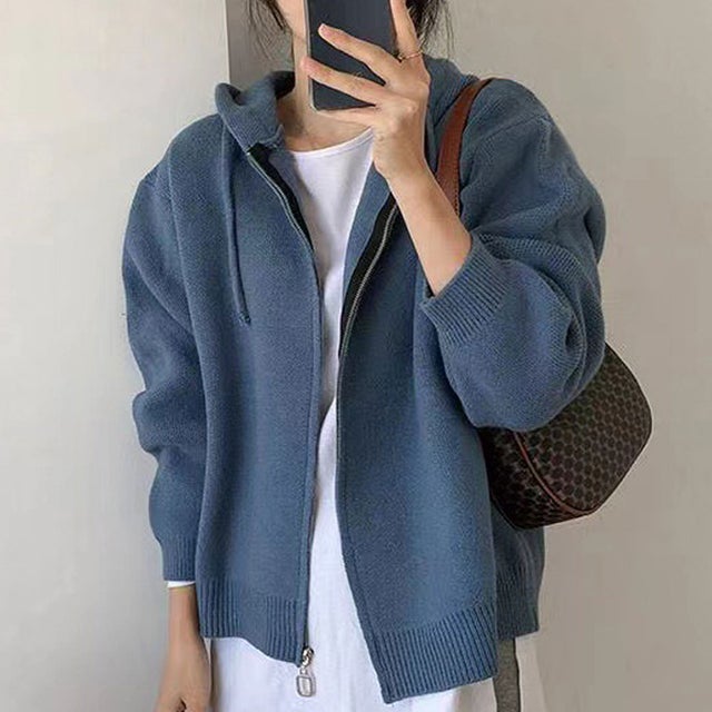 ニットフーディ （ブルー）