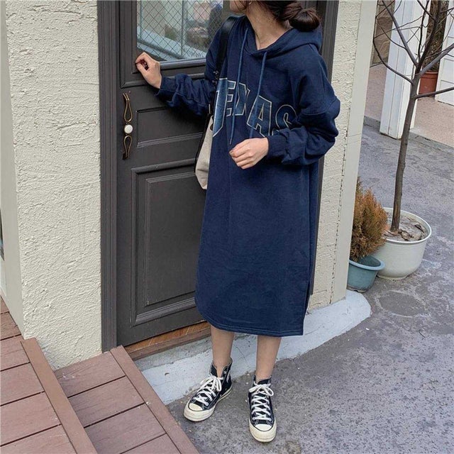 オーバーサイズパーカーワンピース （ネイビー）