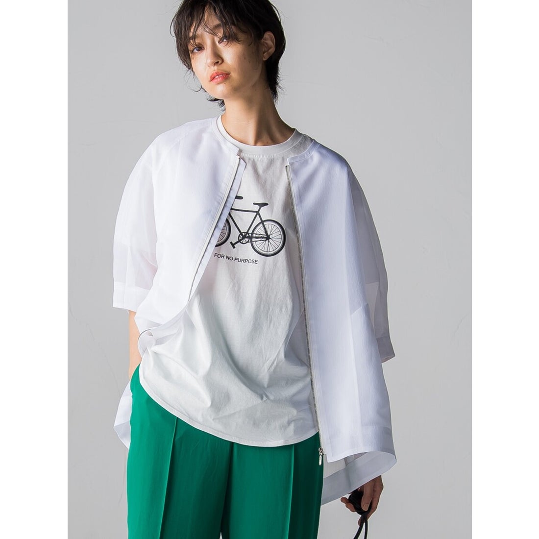 メイソングレイ MAYSON GREY シアーノーカラーブルゾン≪洗濯機で