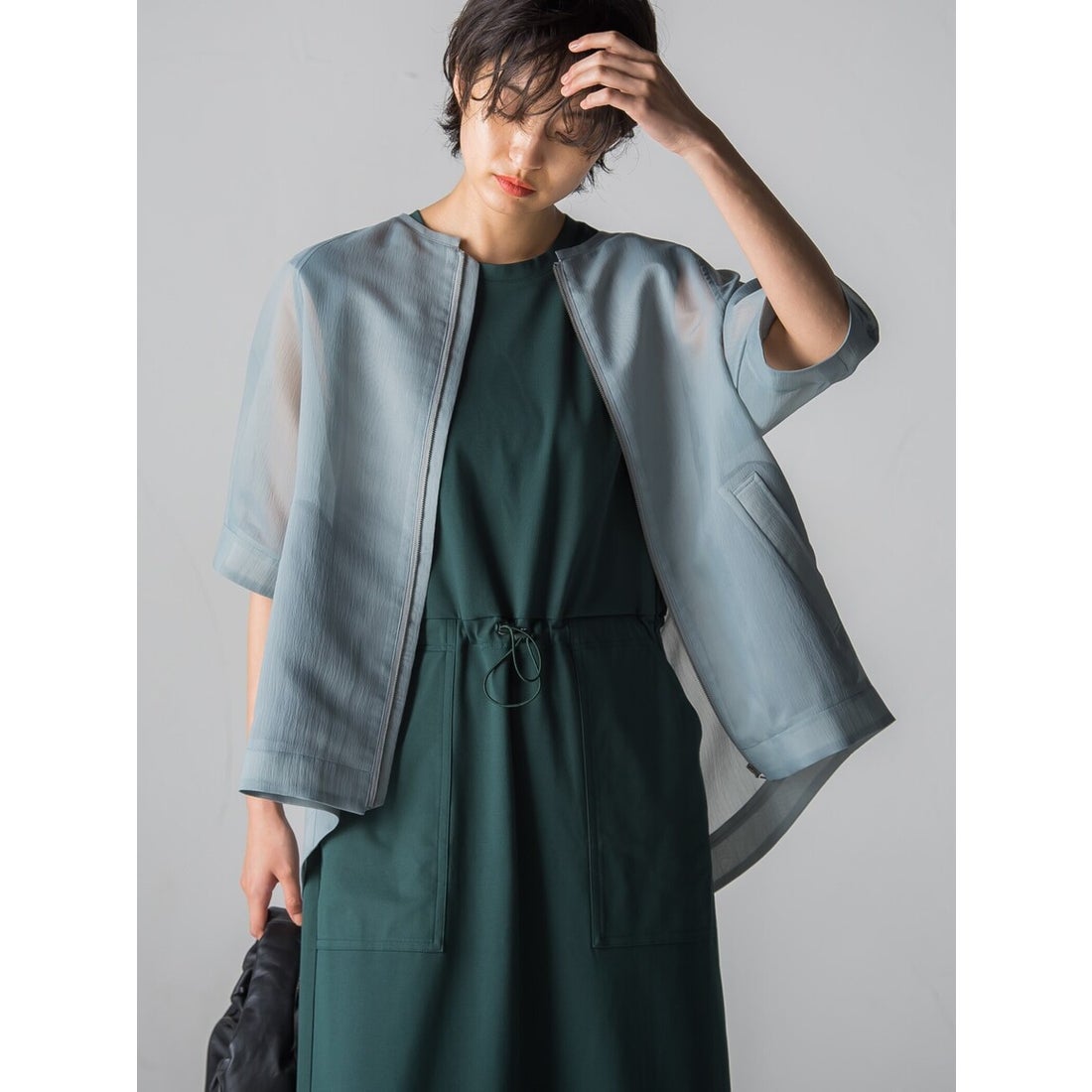 メイソングレイ MAYSON GREY シアーノーカラーブルゾン≪洗濯機で 