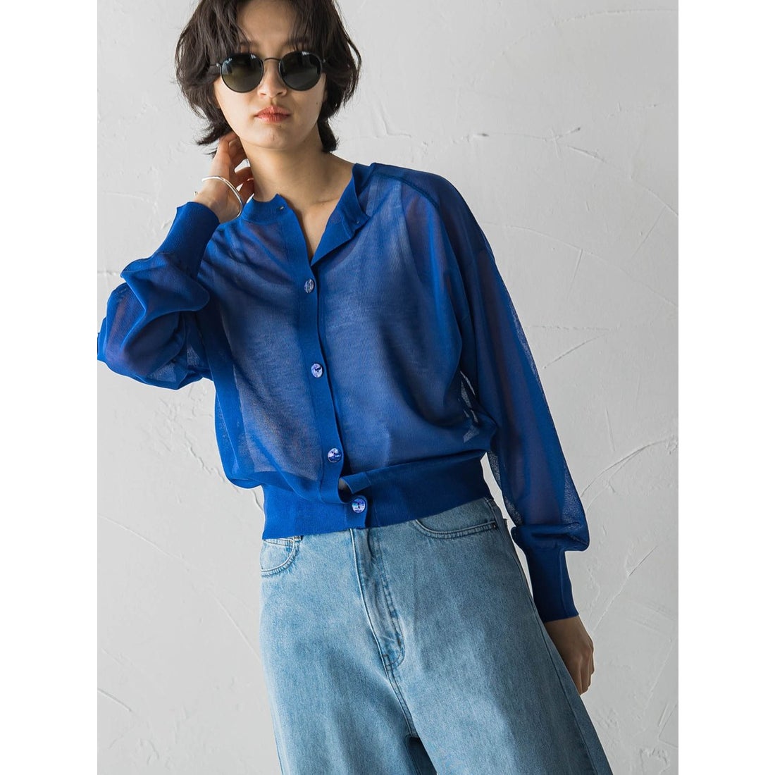 メイソングレイ MAYSON GREY 2WAYシアーカーディガン≪手洗い可能