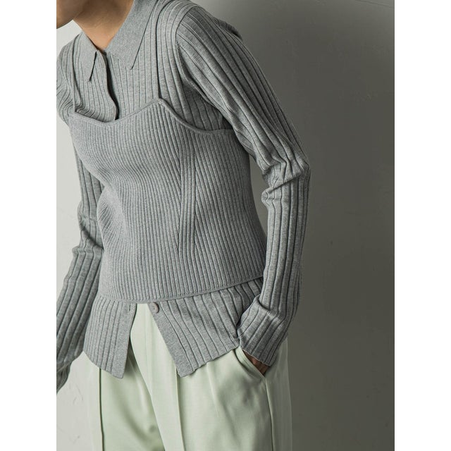 メイソングレイ MAYSON GREY リブポロニットプルオーバー≪手洗い可能
