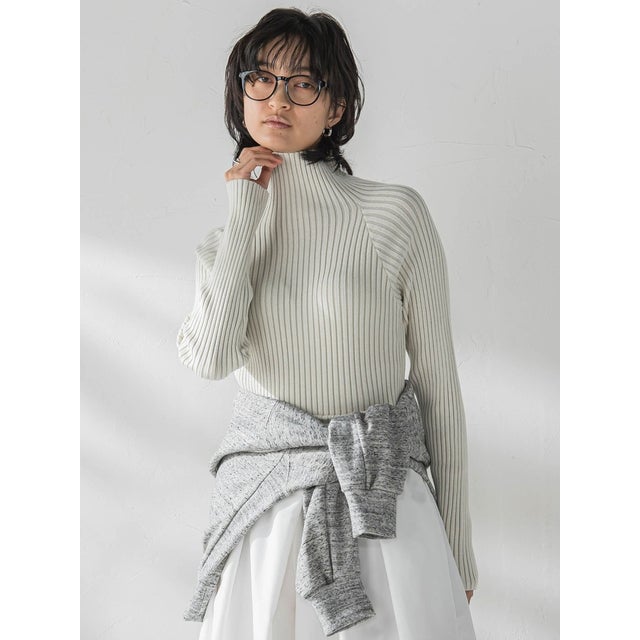 【WEB限定】【一部店舗限定】プレーティングハイネックニットプルオーバー≪手洗い可能≫ （ライトグレー）