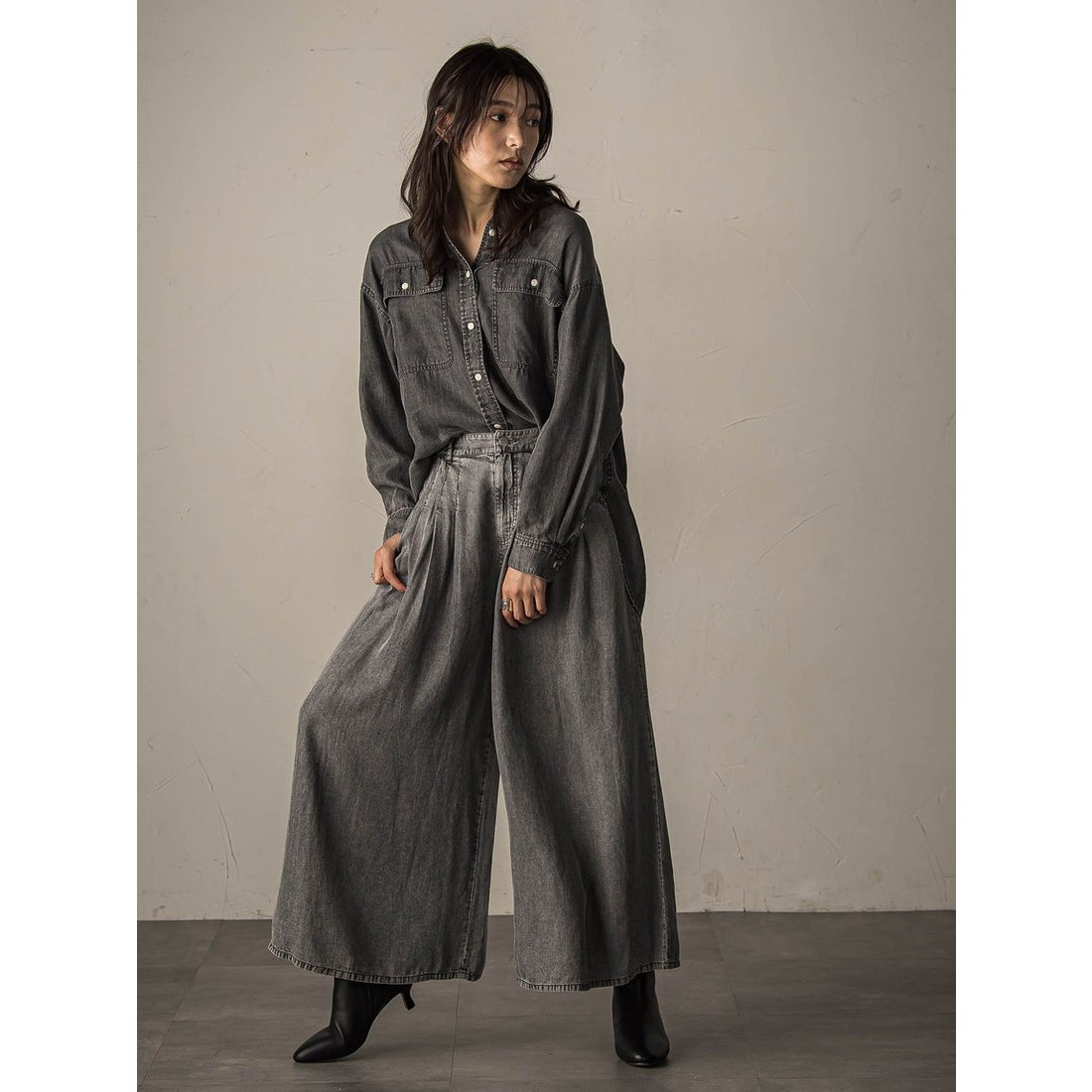 メイソングレイ MAYSON GREY バイオシルクデニムオーバーシャツ≪洗濯 