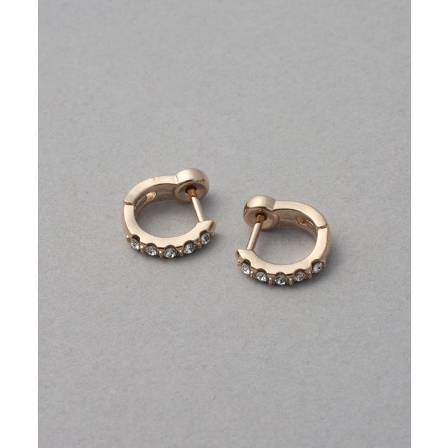 ピアス ニッケルフリー メタル ストーン スムースタッチ フープピアス OSWY （ピンク）