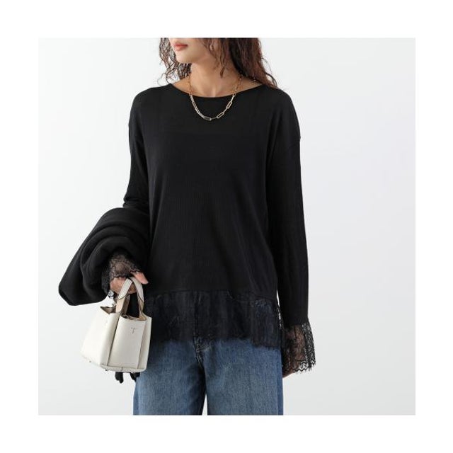 Tシャツ frill lace pullover 0226409102 （BLACK/ブラック）