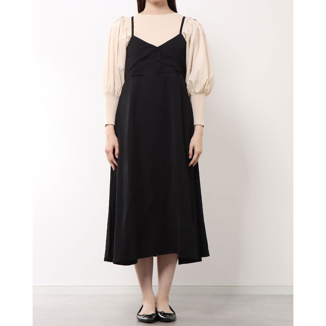 マジェスティックレゴン MAJESTIC LEGON サイドプリーツキャミワンピ 