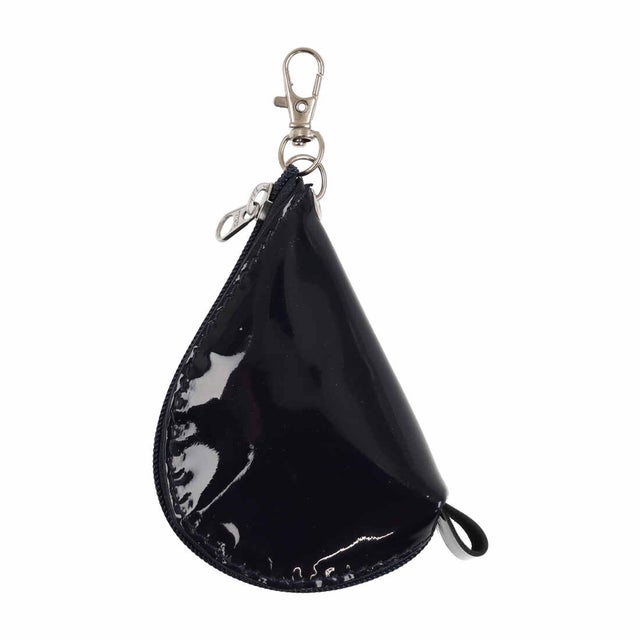 【本革】エナメルミニポーチ 小物入れ エナメル レザー 小物収納 革小物 （エナメルネイビー）