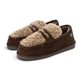 FUR SLIP-ON LOAFERS （BROWN）
