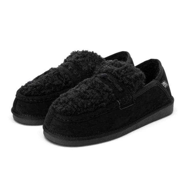 FUR SLIP-ON LOAFERS （BLACK）