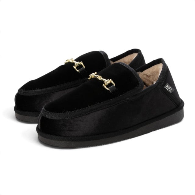 VELVET SLIP-ON BIT LOAFERS （BLACK）