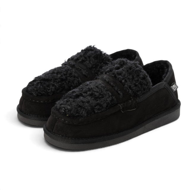 FUR SLIP-ON LOAFERS （BLACK）