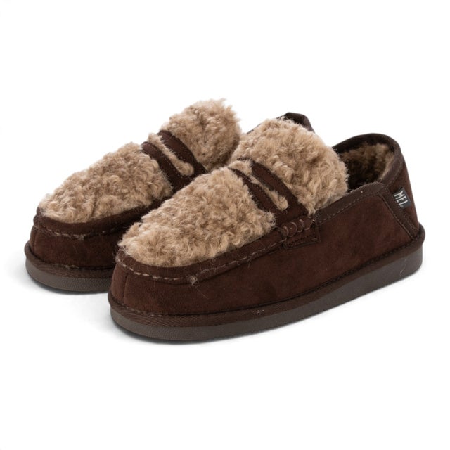 FUR SLIP-ON LOAFERS （BROWN）