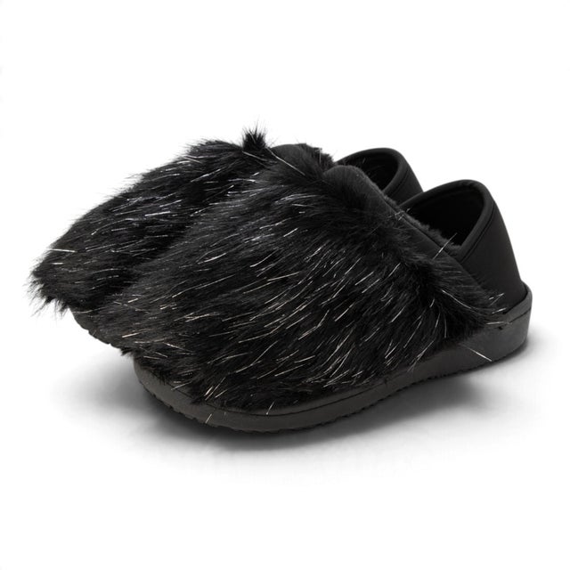 LONG FUR MOC SHOES （BLACK）