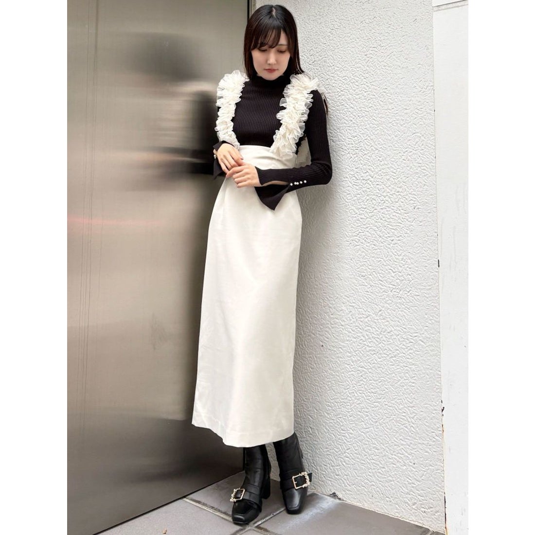 マーキュリーデュオ MERCURYDUO チュールサスペンダーストレート 