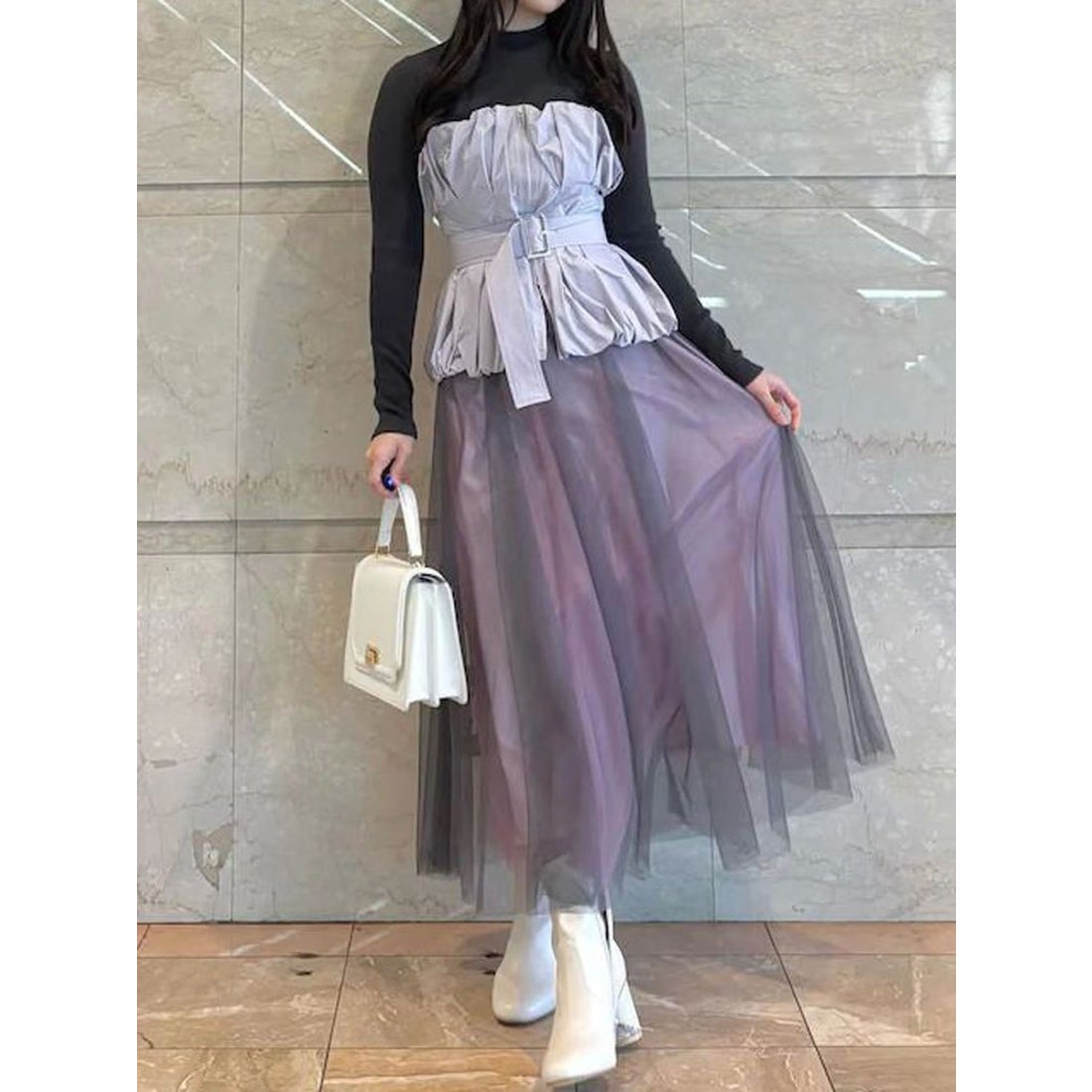 マーキュリーデュオ MERCURYDUO バルーンビスチェドッキングワンピース 