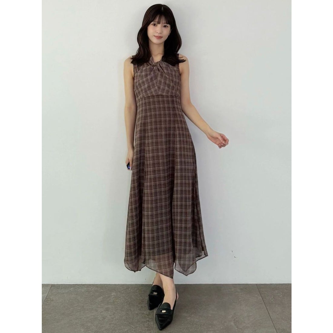 マーキュリーデュオ MERCURYDUO ツイストネックワンピース （ブラウン 
