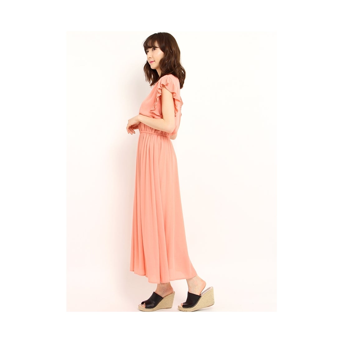 MERCURYDUO ショルダープリーツロングワンピース ☆ミントグリーン 