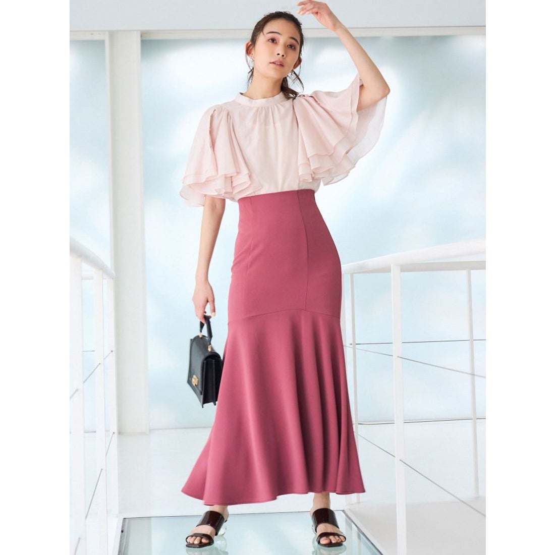 MERCURYDUO マーメイドフレアスカート（ピンク） -ファッション通販
