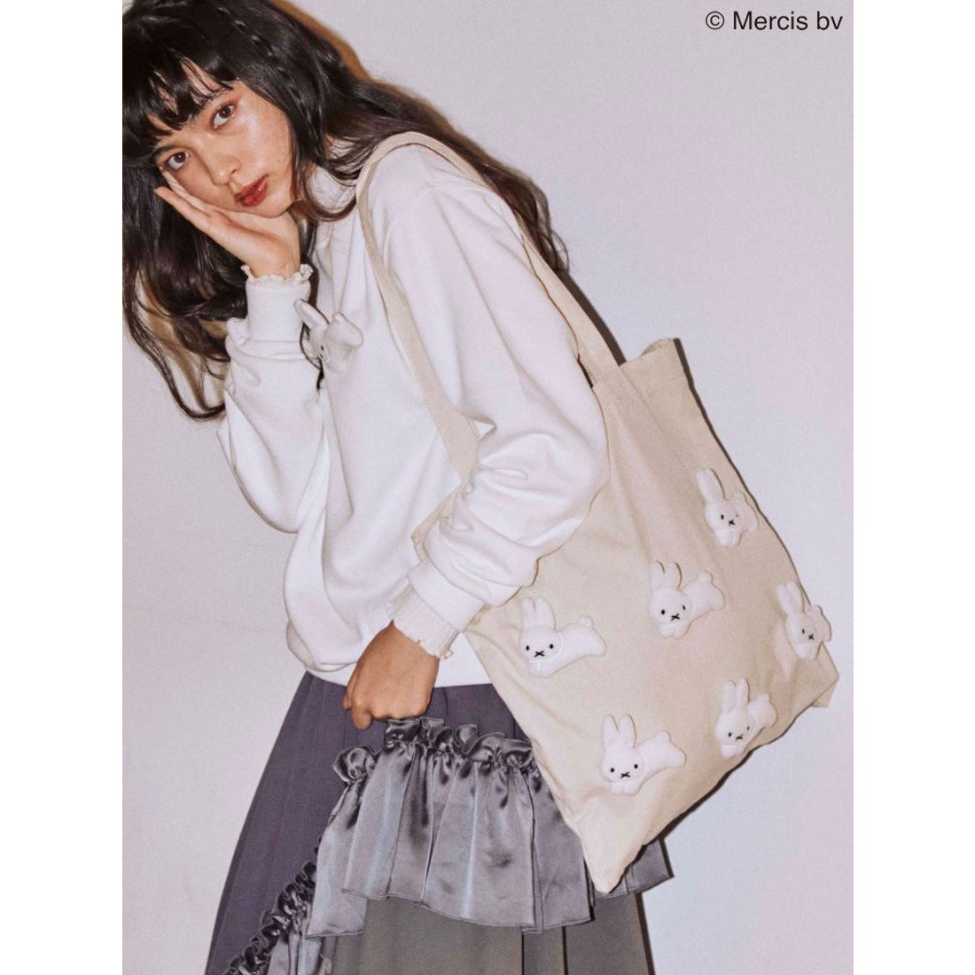 merry jenny もこもこうさぎさんトートBAG（オフホワイト） -靴 