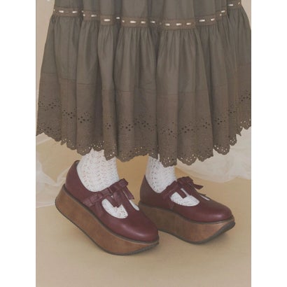 ribbon tstrap shoes （ボルドー）｜詳細画像