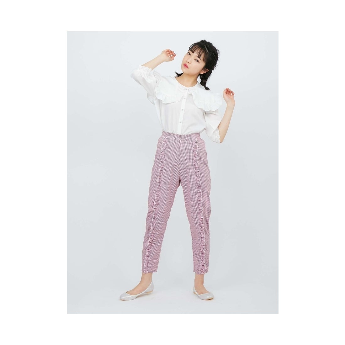 merry jenny フリルカラーブラウス ピンク -ファッション通販 FASHION 
