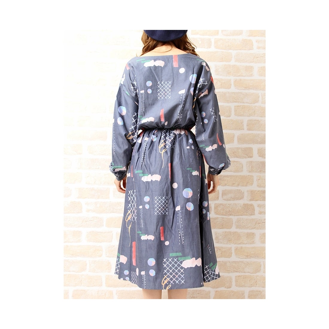 merry jenny アート柄ワンピース ネイビー -ファッション通販 FASHION 