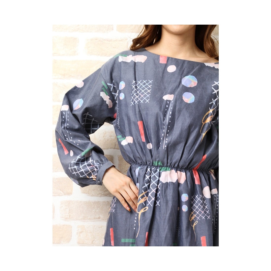 merry jenny アート柄ワンピース ネイビー -ファッション通販 FASHION 