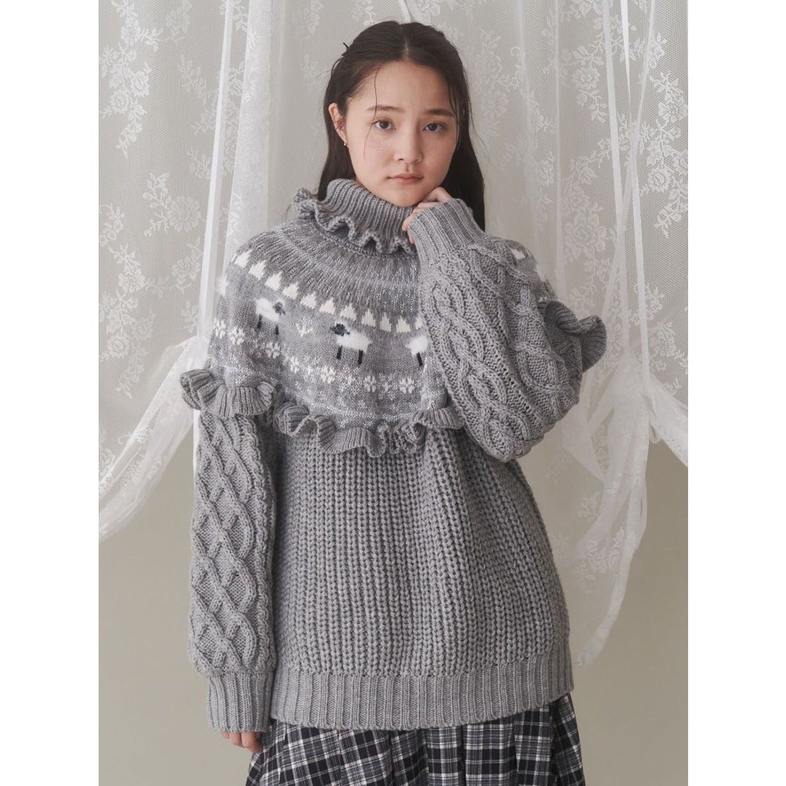 メリージェニー merry jenny ひつじ丸ヨークKNIT TOPS （アイボリー