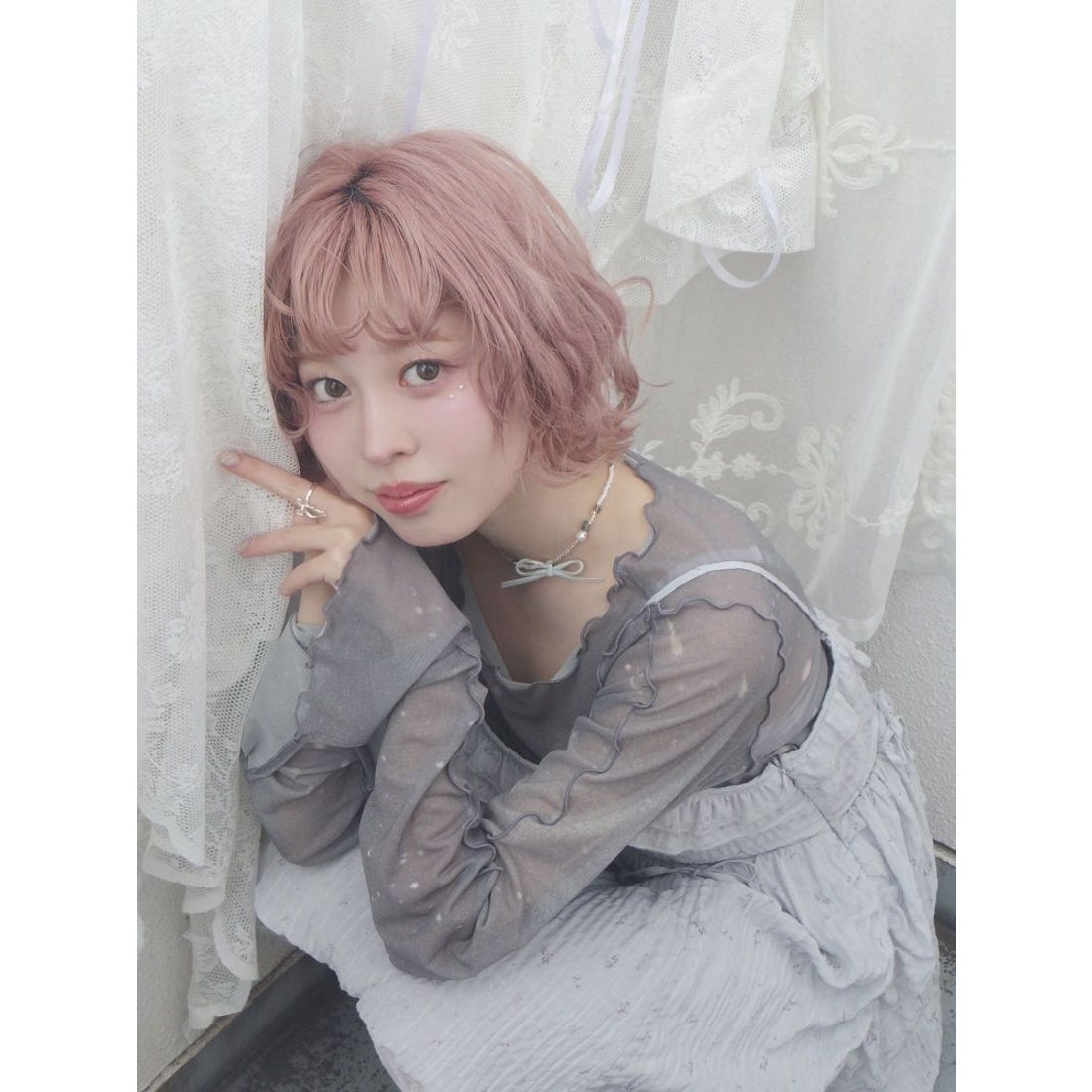 メリージェニー merry jenny sistars sheer tops （グレー