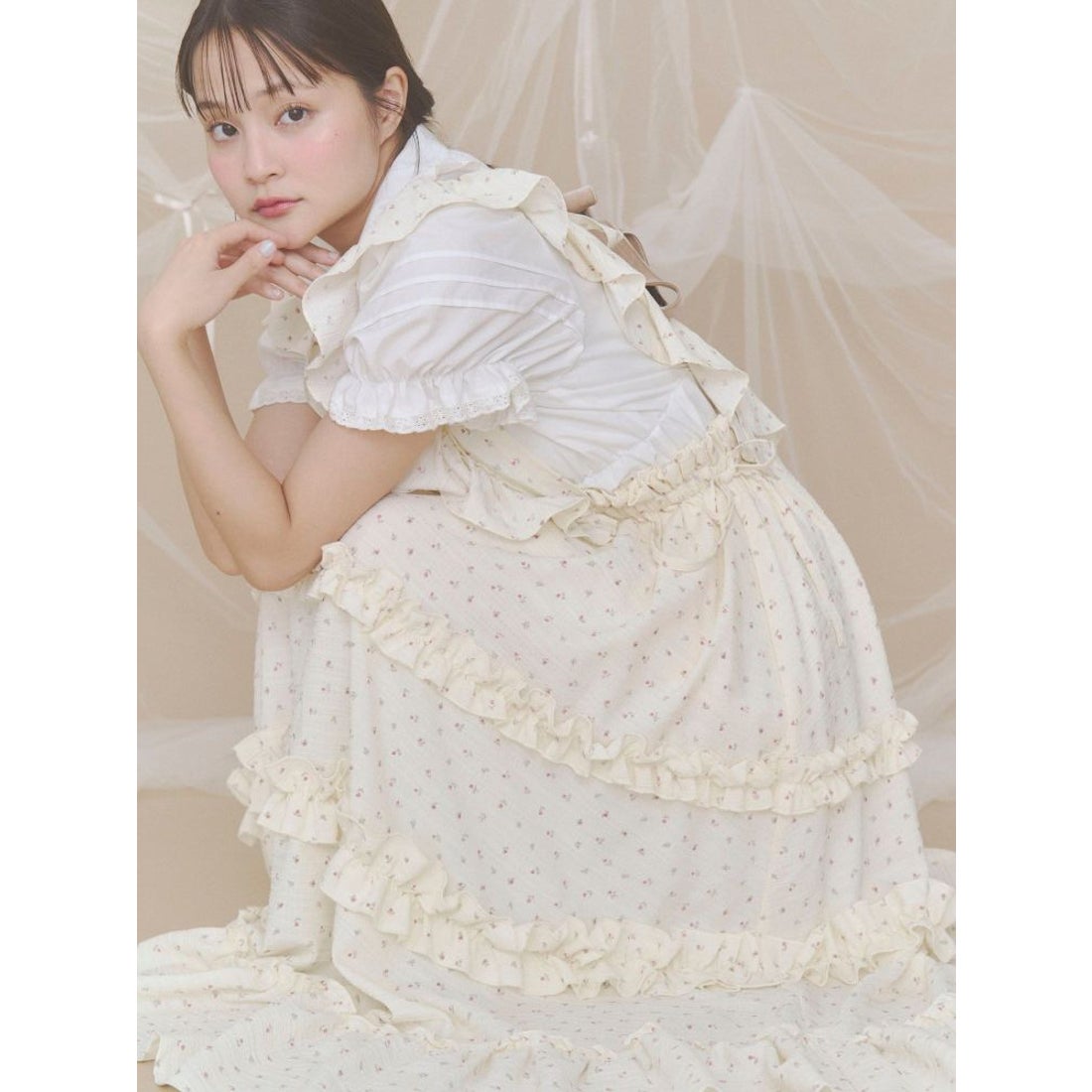 メリージェニー merry jenny おめかしエプロンワンピース （オフ