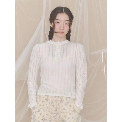 floral pointelle knit （オフホワイト）｜詳細画像