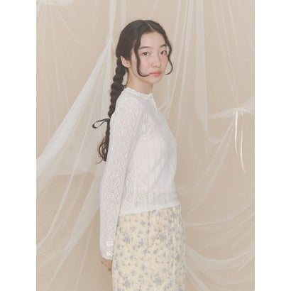 floral pointelle knit （オフホワイト）｜詳細画像