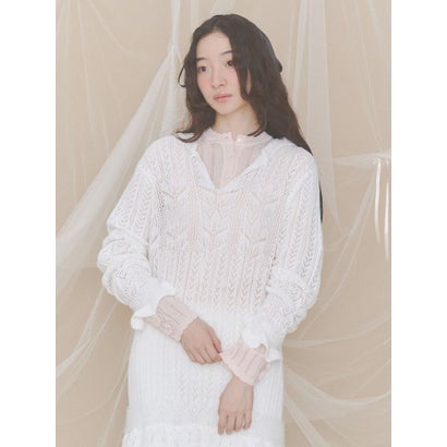 floral pointelle knit （オフホワイト）｜詳細画像